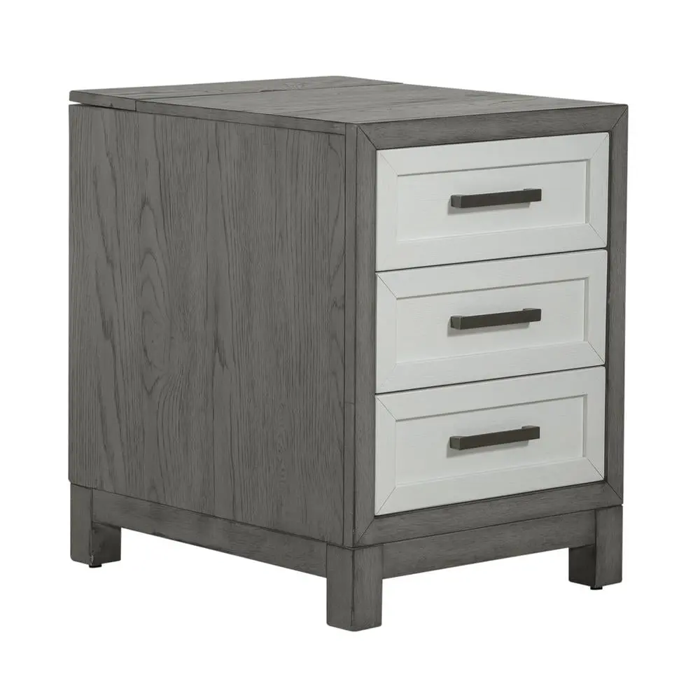 Liberty Furniture 3 Drawer Chairside Table Contemporary White End Table