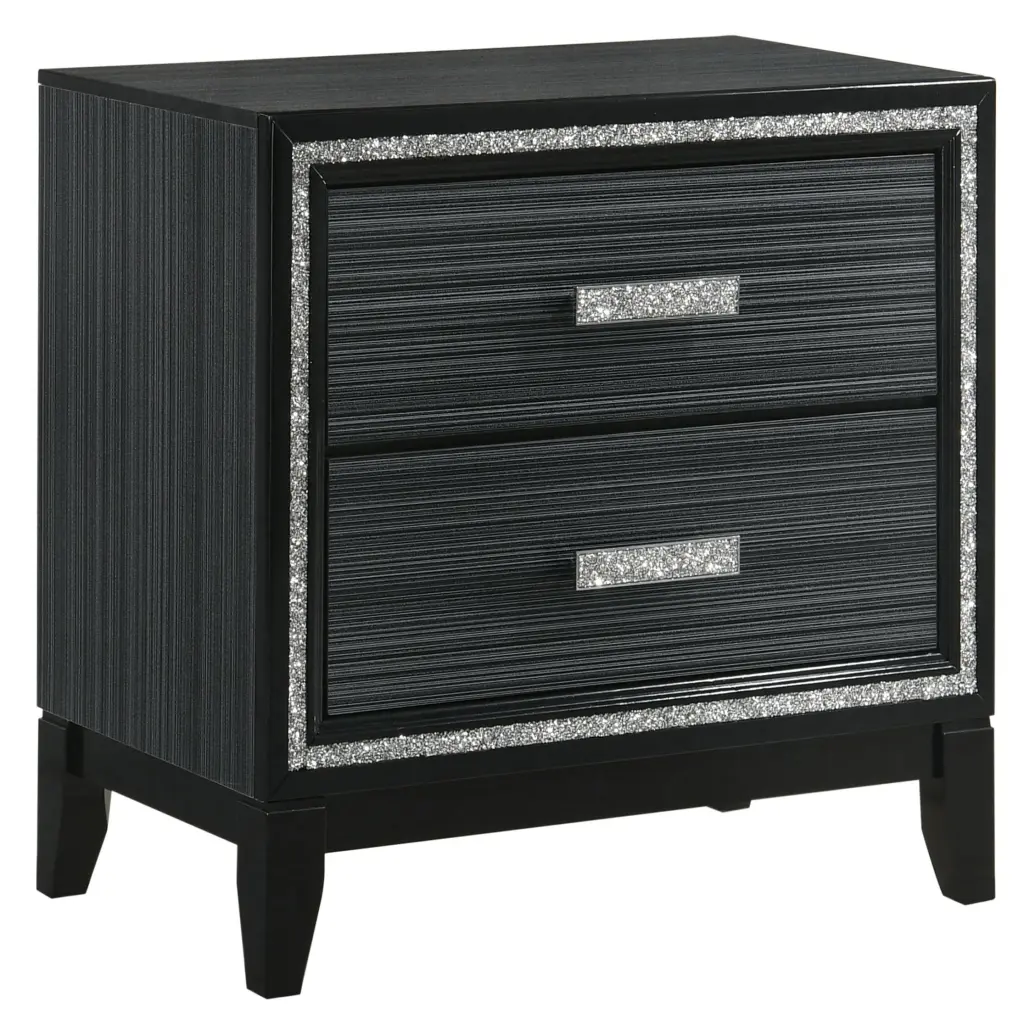 Weathered Black 2 Drawer Nightstand Rectangle Bedroom Furniture furniture max