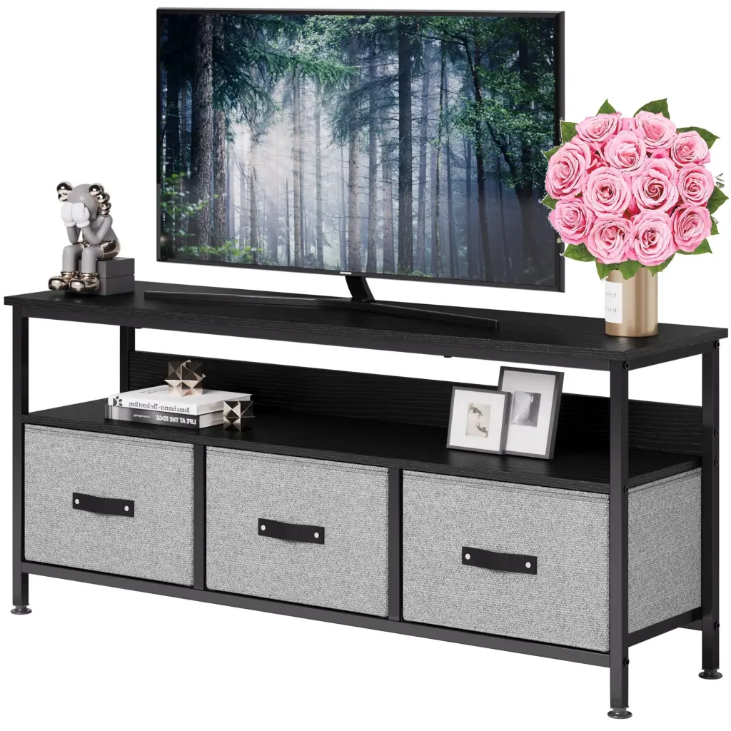 Soonbuy 55 Inch Gray Dresser TV Stand Living Room