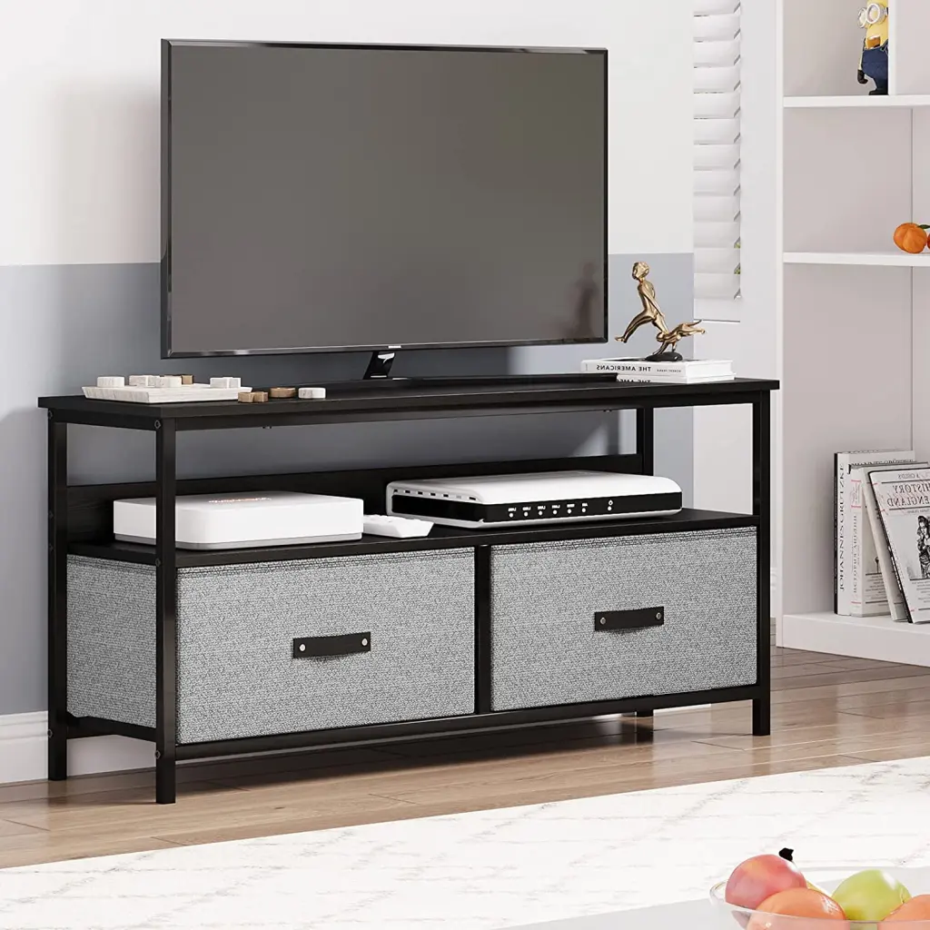 50 Inch Grey Dresser TV Stand Drawers and Shelves Entertainment Center Thinkmax