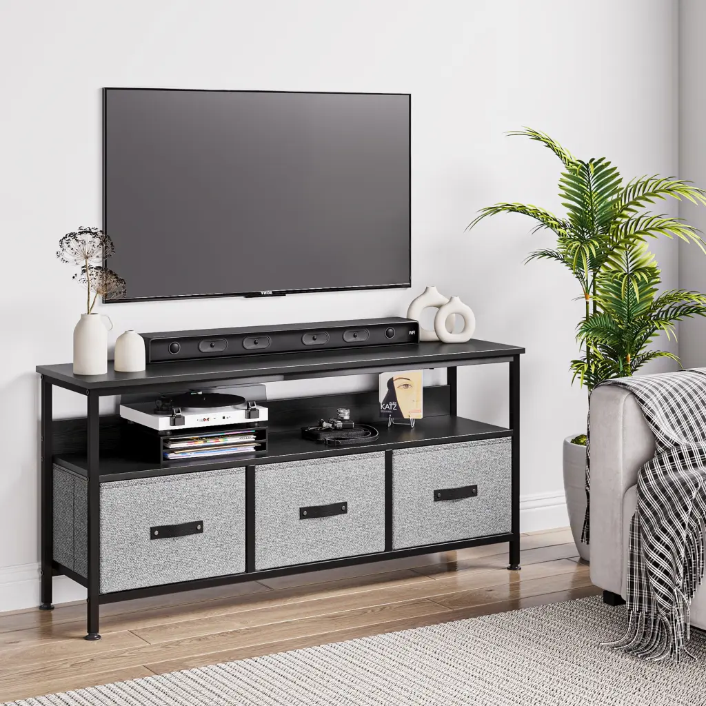 Dresser TV Stand Entertainment Center Storage 55 Inch TVs Grey Media Console Twister.CK