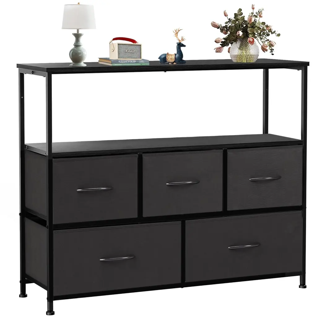 TV Stand Dresser Bedroom Entertainment Center 5 Fabric Drawers w1134dhs