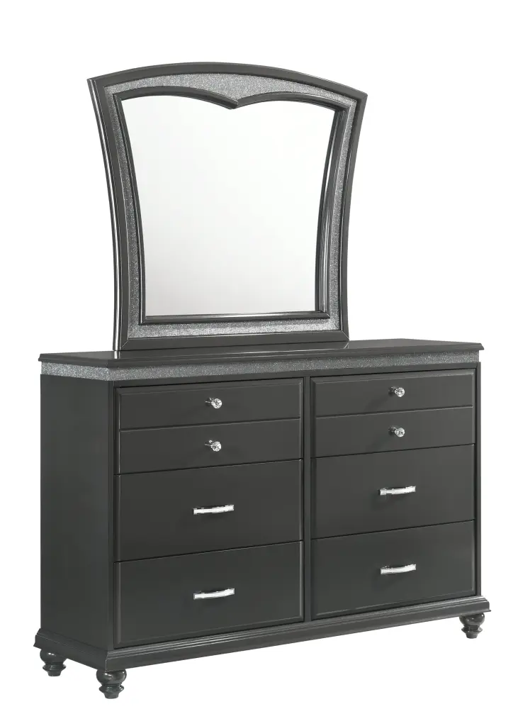Frampton Gown Dark Gray Wood Finish - Elegant Bedroom Furniture crown mark inc