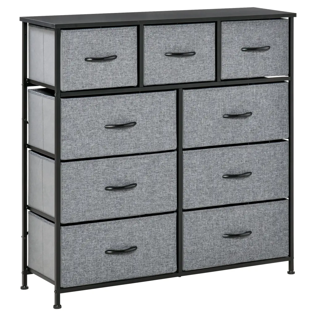 Homcom 9 Drawers Storage Chest Dresser Arranger Unit Steel Frame White Finish aosom business