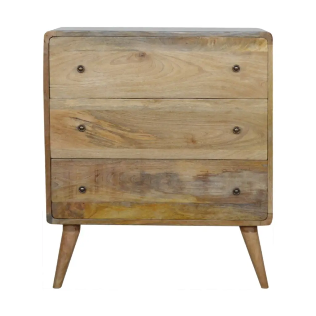 Curved Oak Finish Chest Solid Wood Storage Cabinet Drawers artisan furniture