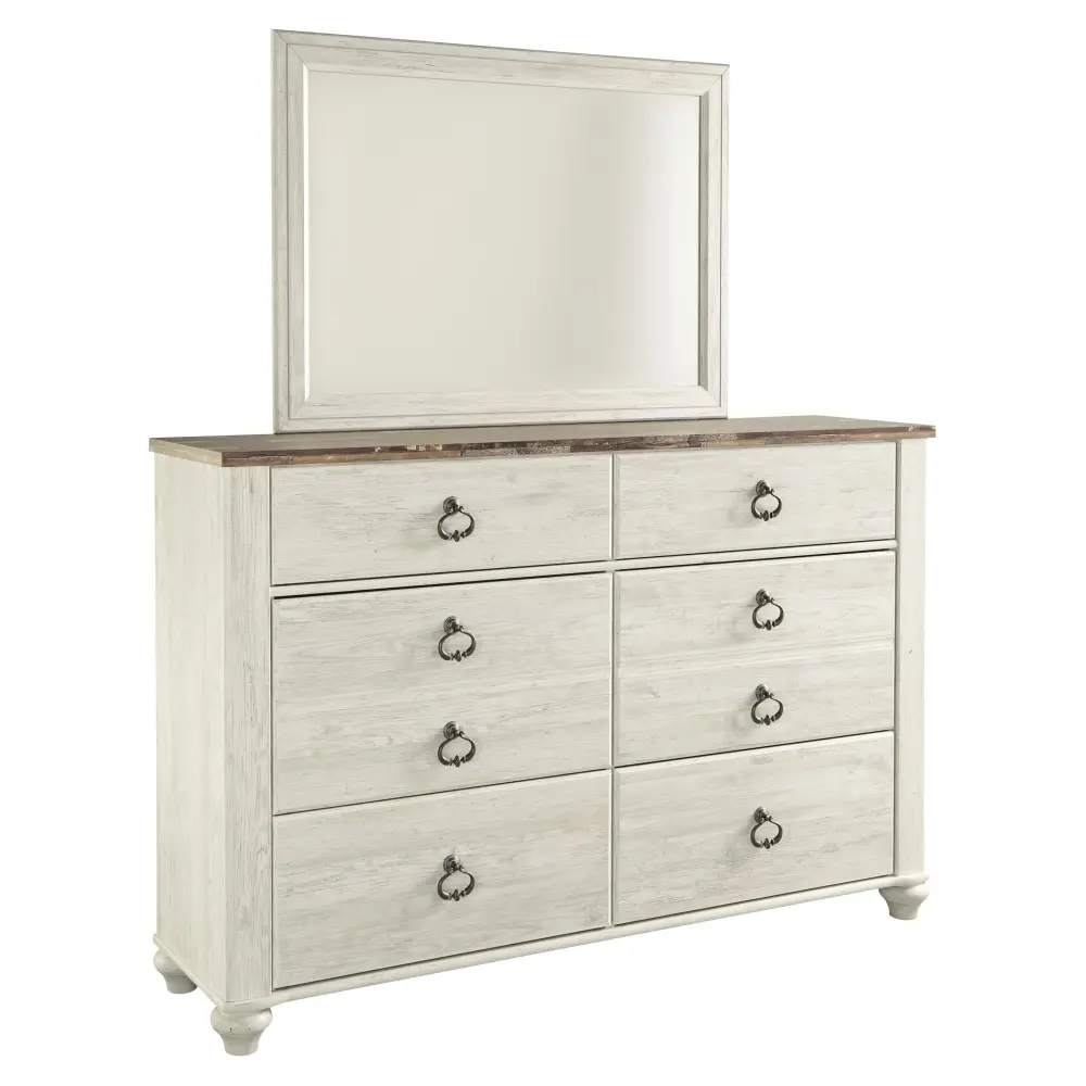 Diamond Minimalist Furniture Exclusive Design Willowton 6-Drawer Dresser Mirror B267-31/B267-36