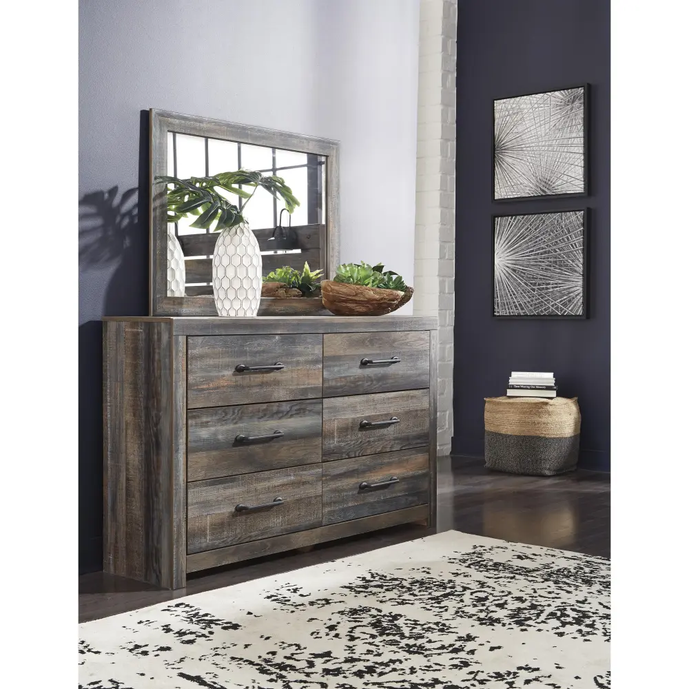 Diamond Present-day Furniture Exclusive Design Drystan 6-Drawer Dresser Mirror B211-31/B211-36