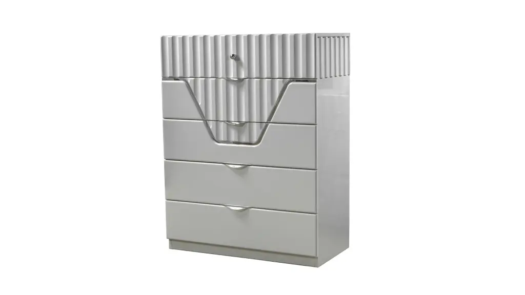 Da Vinci Modern Style 5 Drawer Chest Gray - Wooden Bedroom Storage Furniture galaxy home furnishings