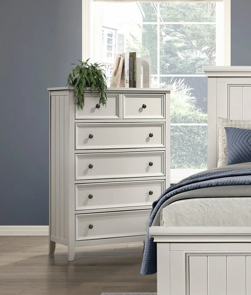 Classic White Finish Chest 6 Drawers Modern Bedroom Furniture Storage Dresser kanepe