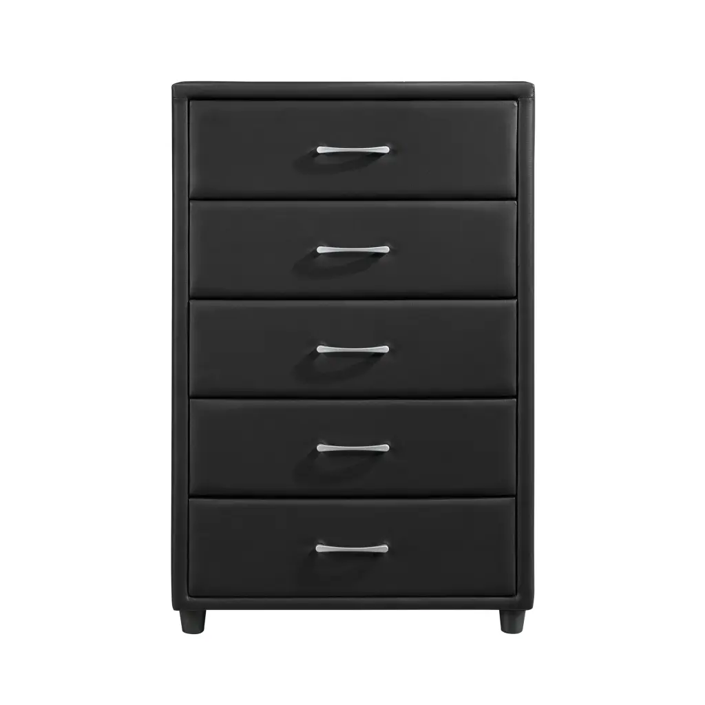 Contemporary Long Lasting Black Faux Hide Covering 1Pc Chest Drawers kanepe