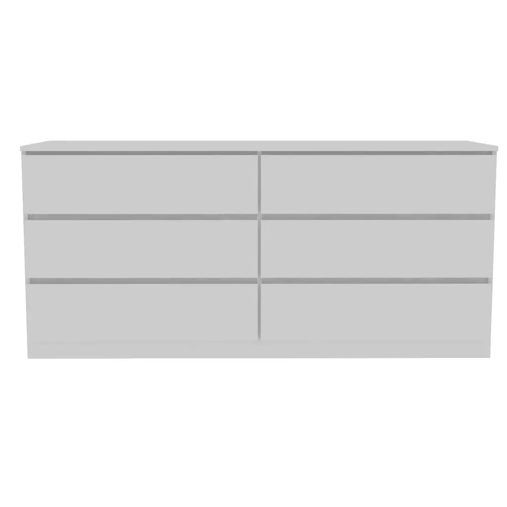 6 Drawer Double Dresser - White Particle Board Bedroom Storage Cabinet treevol furniture