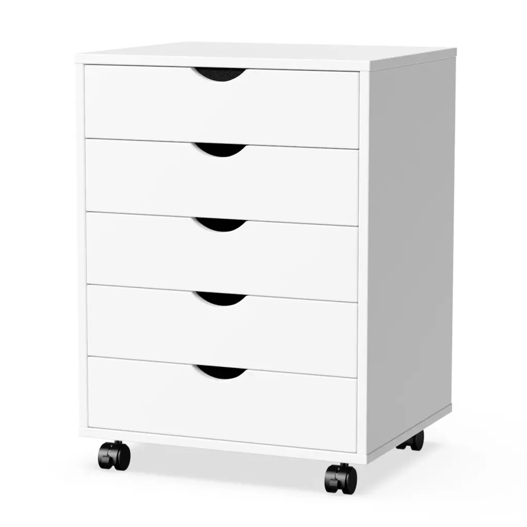 Sweetcrispy 5 Drawer Chest Storage Cabinet - Wooden Dresser Bedroom Organization w2201