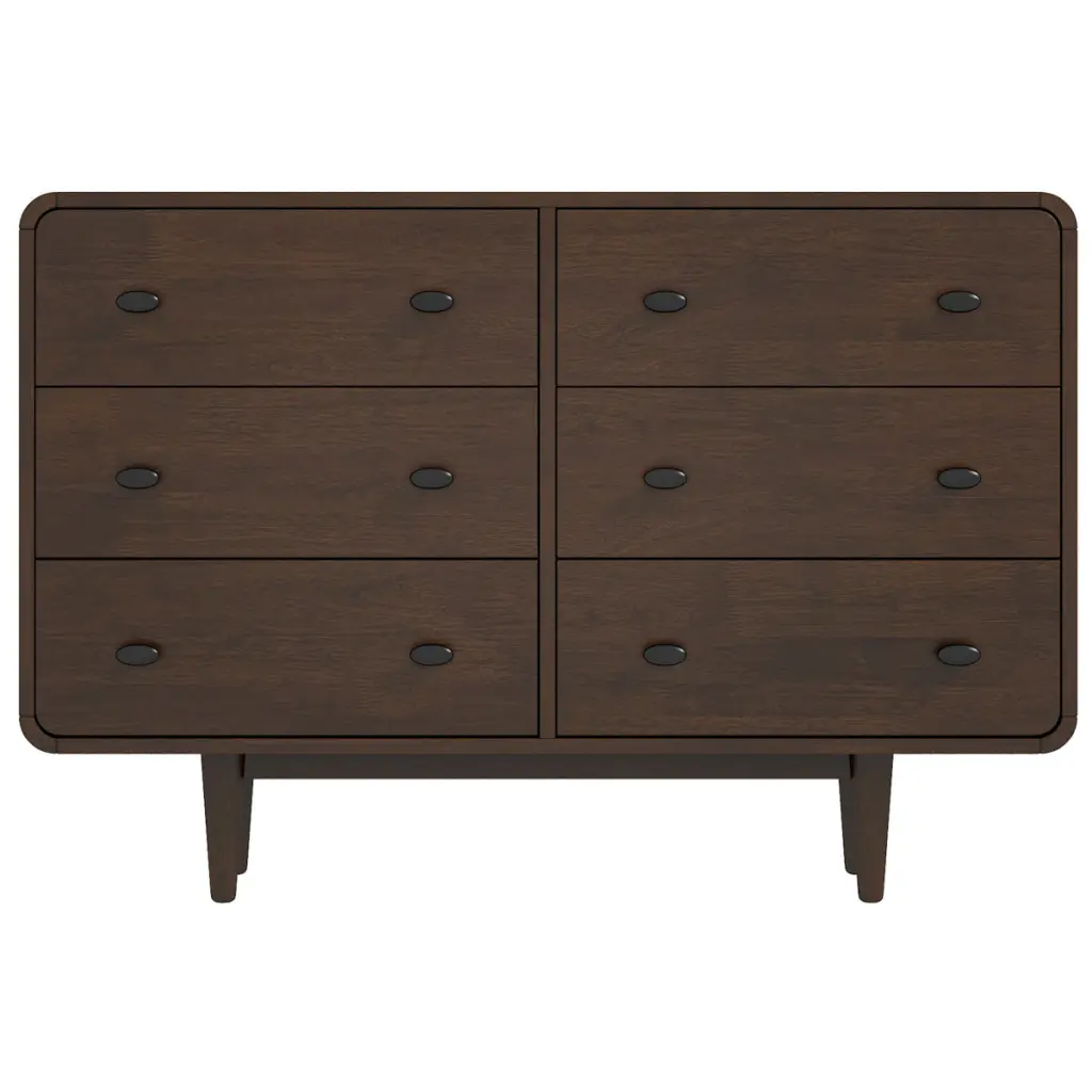 Alexa Mid Century Modern Gowner Brown Solid Wood Dresser ashcroft furniture