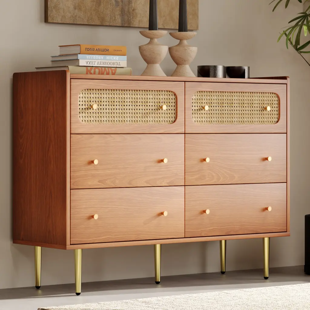 6 Drawer Gown er Chest Drawers Floor Storage Bedroom Organization cosyliving wooden furniture