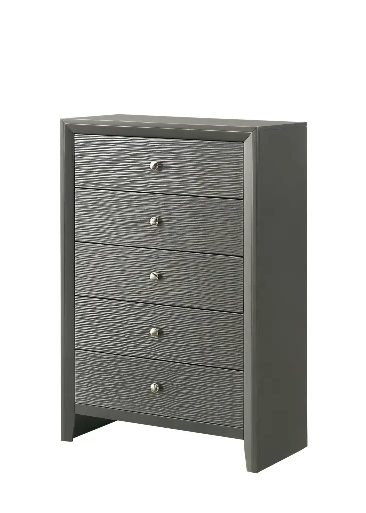 Denker Chest Metallic Dark Gray Timber Storage Furniture crown mark inc