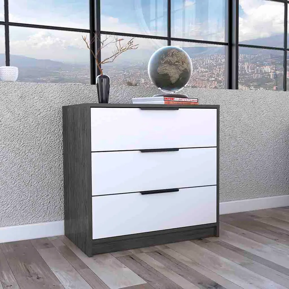 27 Inch 3 Drawer Dresser High Quality Smokey Oak White Top depot e-shop