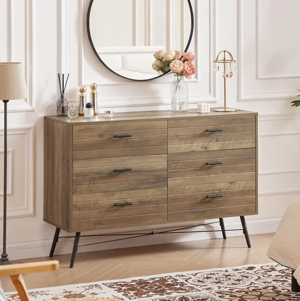 6 Drawer Chest Dresser TV Stand Bedroom Furniture Storage e-tron