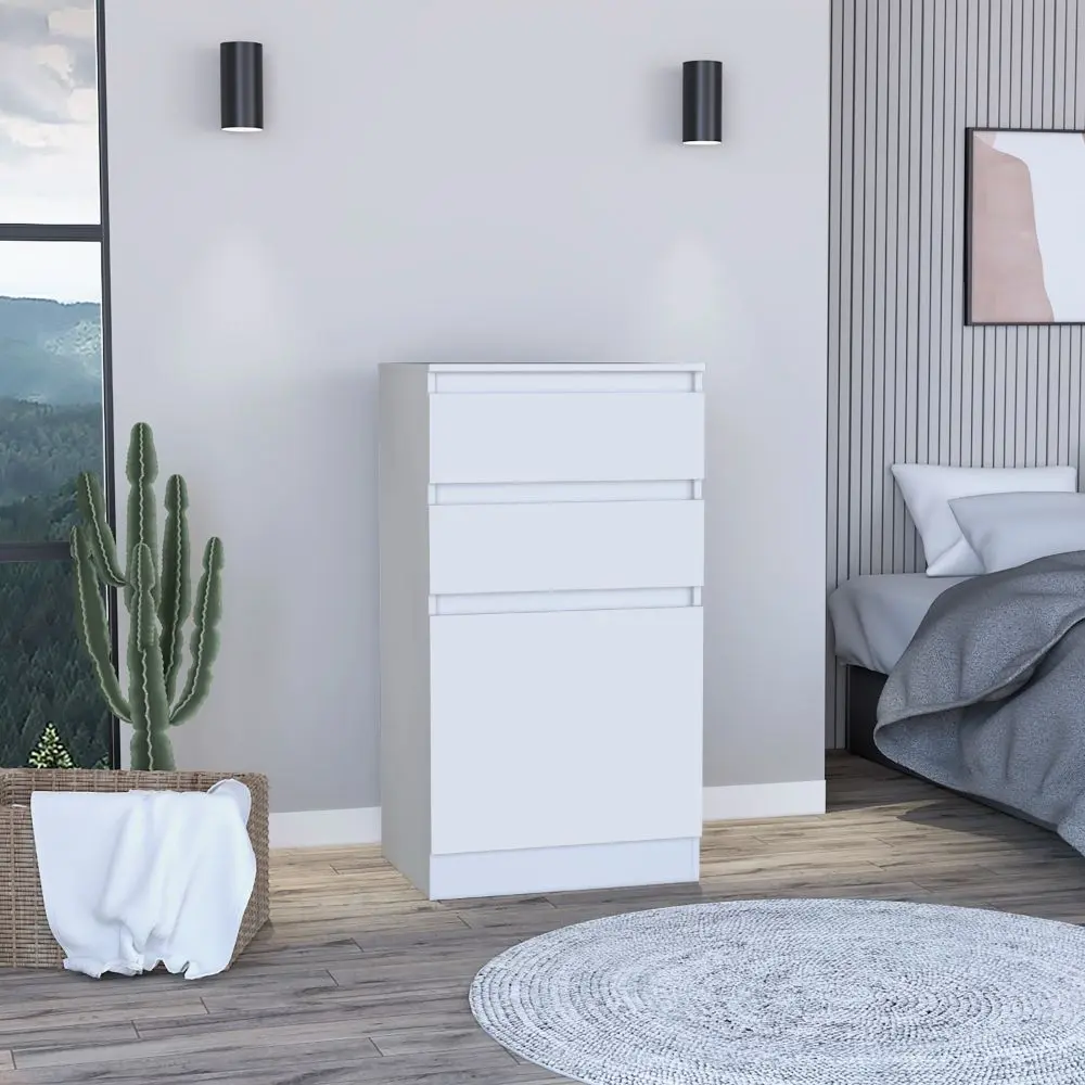 Cassel 2 Drawer Dresser White Particle Board Bedroom Storage furniture max