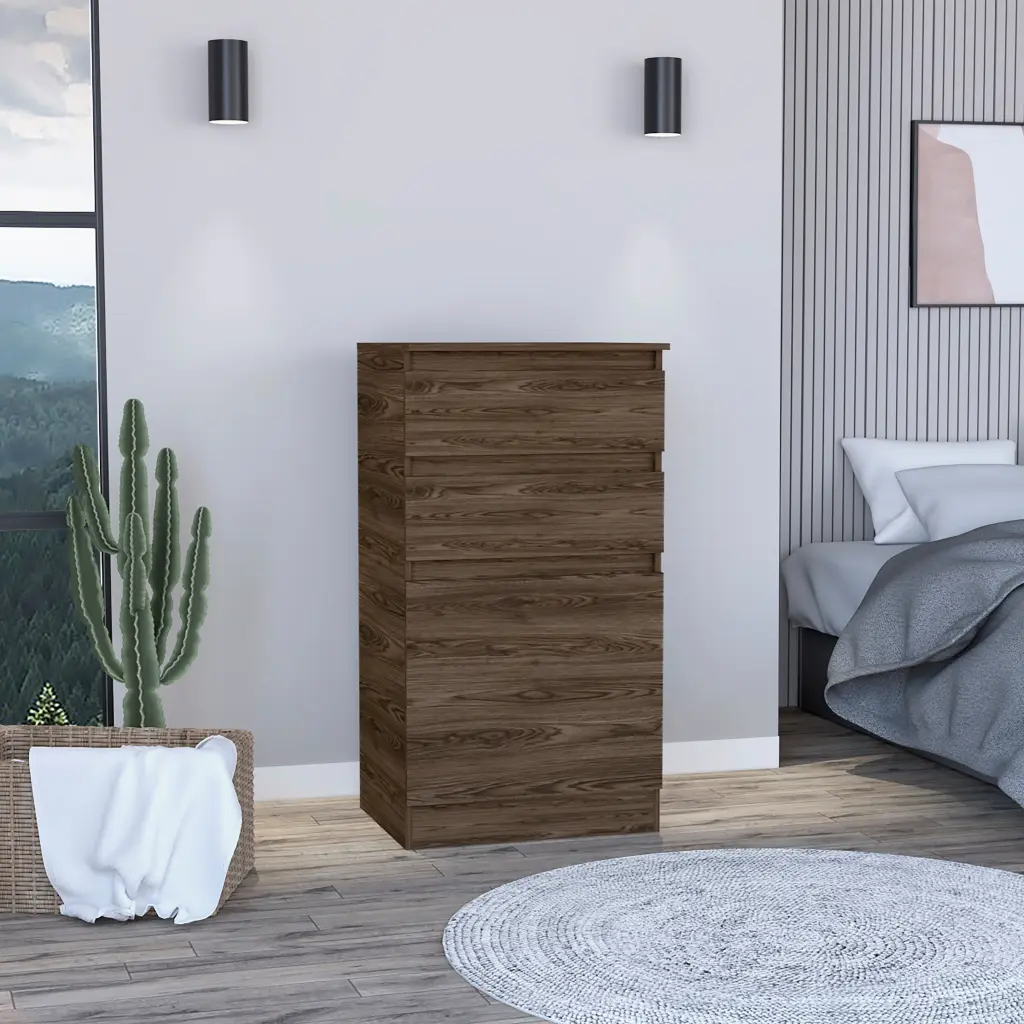 Cassel 2 Drawer Gown Dark Walnut Brown Particle Board furniture max