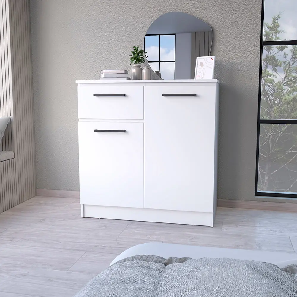 Loonam 2-Door 1-Drawer Dresser White MDF Finish furniture max