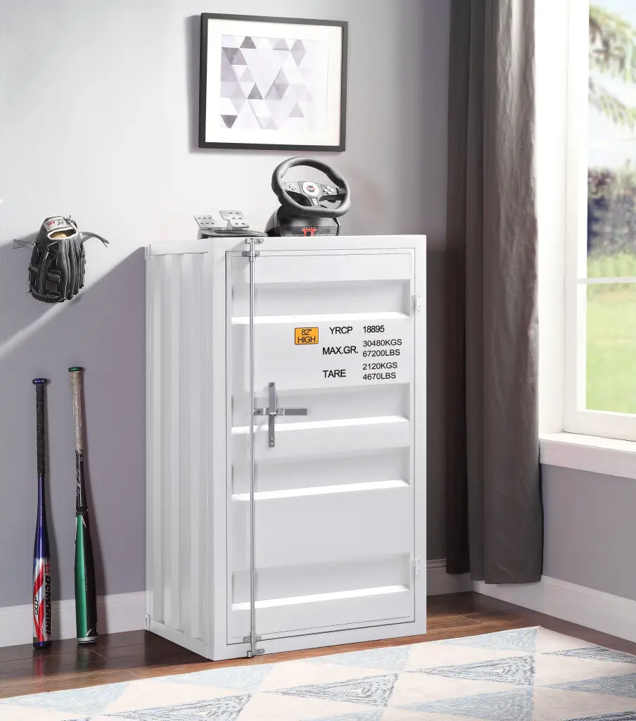 White 1 Door Chest Container Lock Bedroom Storage furniture max