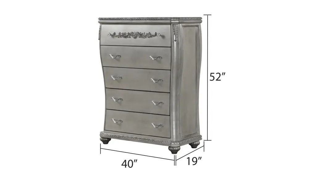 Destiny Traditional Style 5 Drawer Chest Metal Drawer Pulls Made Solid Wood galaxy home furnishings