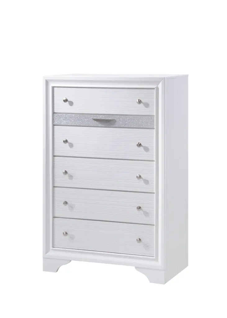 Matrix Traditional 5-Drawer Wood Chest White Finish galaxy home furnishings