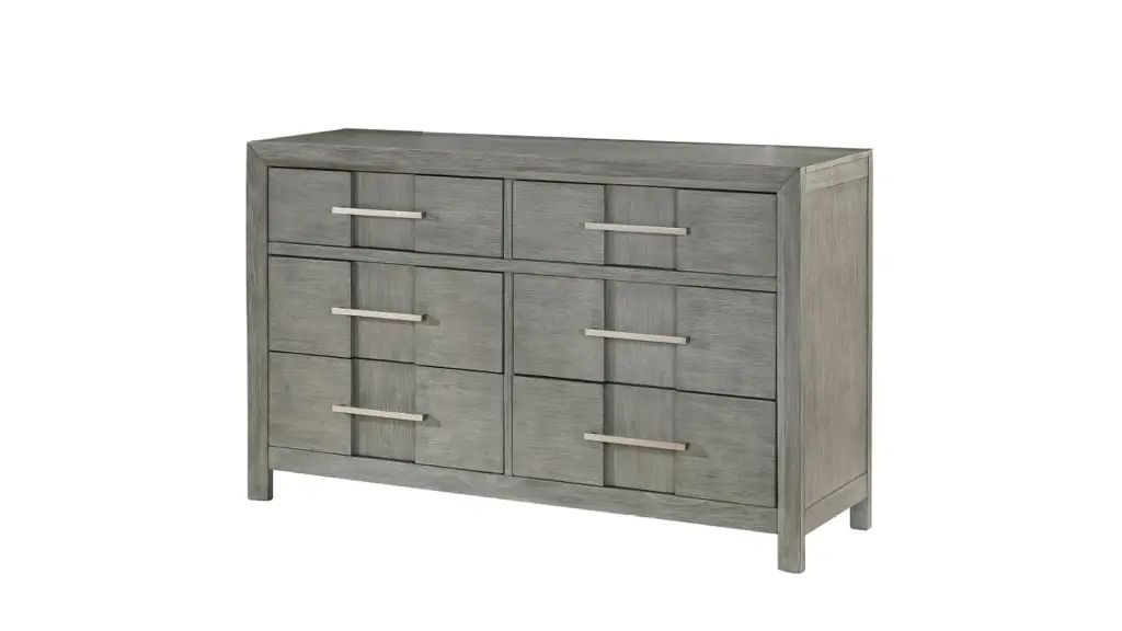 Modern Style 6 Drawer Dresser Shiny Metal Coated Metallic Handles Wooden galaxy home furnishings