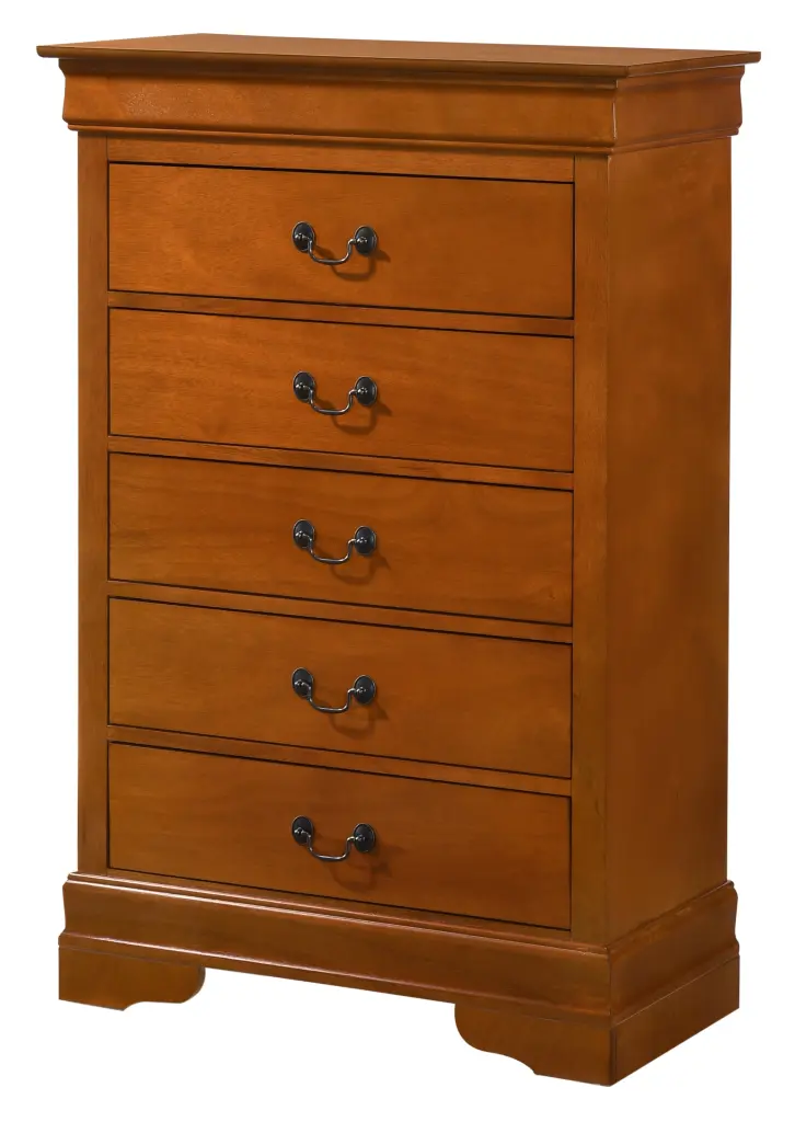 Louis Philippe G02160 Chest Oak 5 Drawers Above Oak Particle Board glory furniture