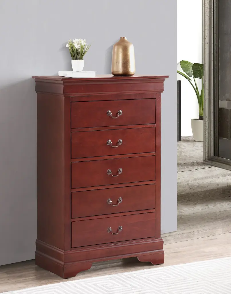 Louis Philippe G2100 Cherry Particle Board Chest Drawers glory furniture