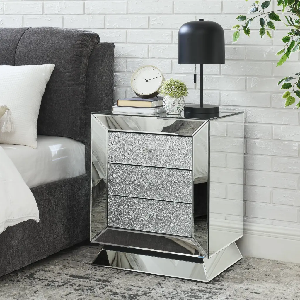 Elegant Mirror Three Drawer Cabinet 22 Inch Wide kai lee- mirror arts-furniture factory