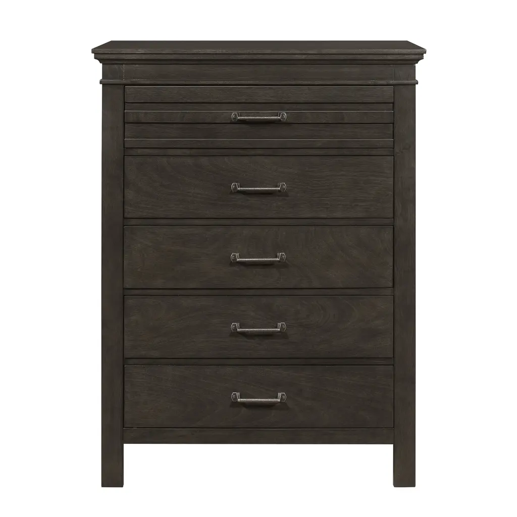 1-Piece Charcoal Gray Finish 5-Drawer Chest Transitional Style Wooden Bedroom Furniture kanepe