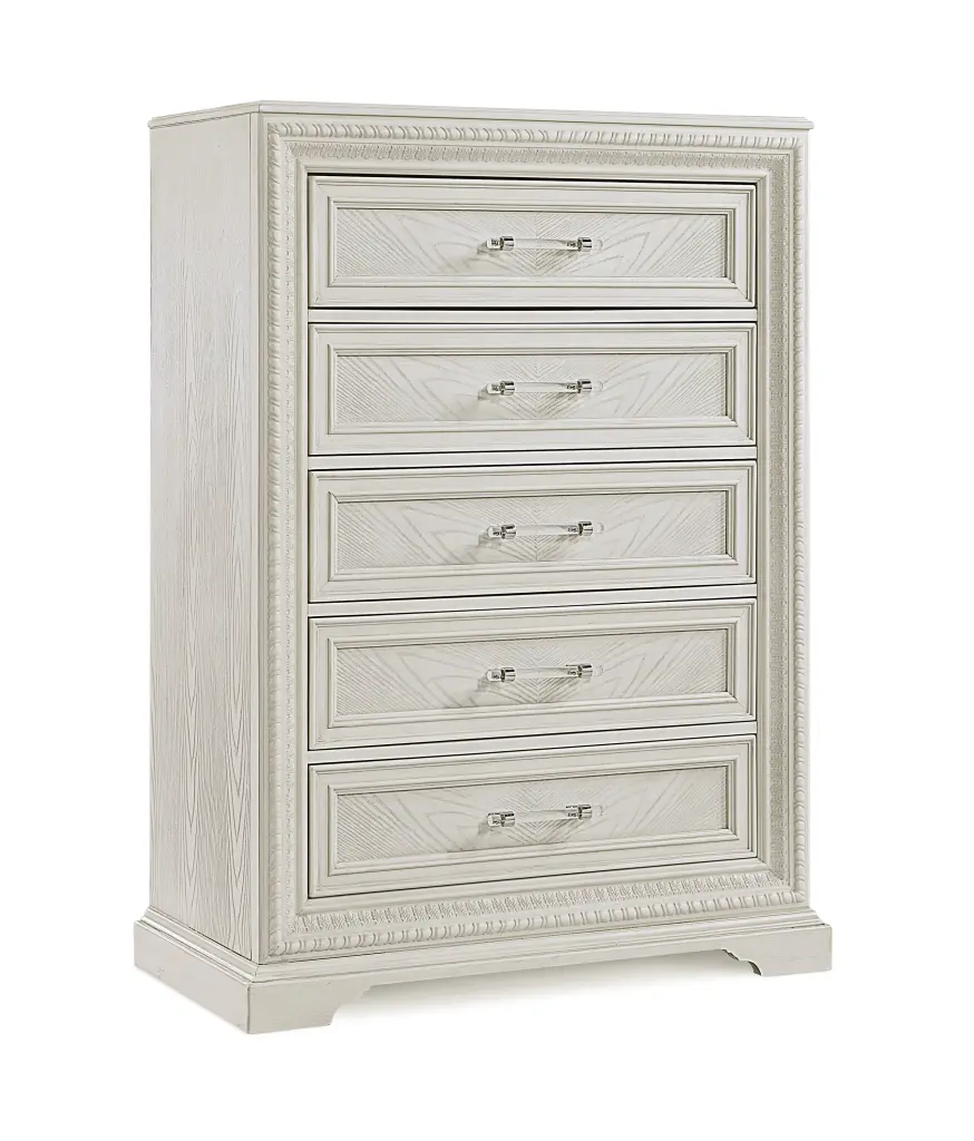 Beautiful Transitional Style 1Pc 5 Drawer Chest Storage Drawers White Finish kanepe