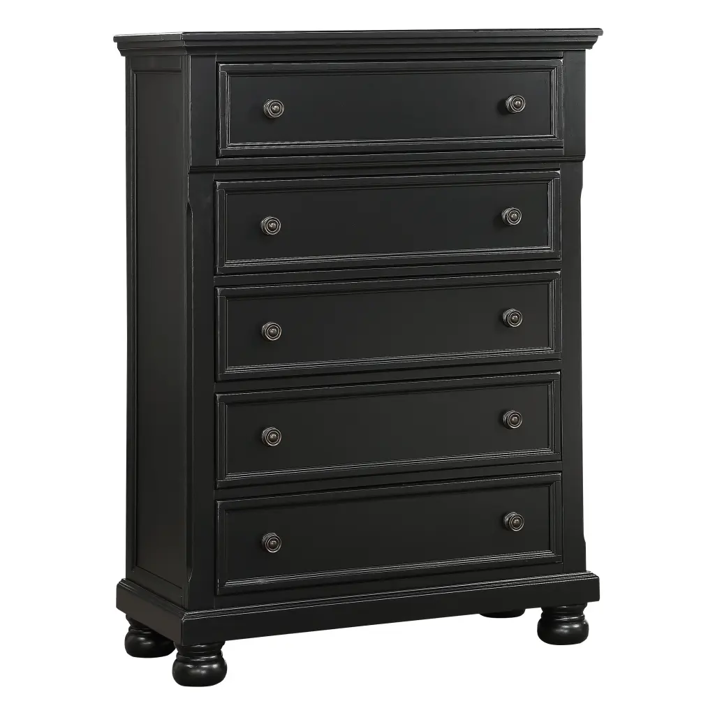Casual Transitional Styling 1Pc Chest Drawers Black Finish Bun Feet kanepe