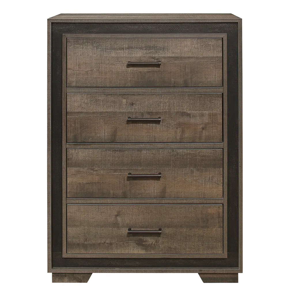Rustic Dark Ebony Finish 1Pc Chest 4 Drawers Wooden Bedroom Modern Dresser kanepe