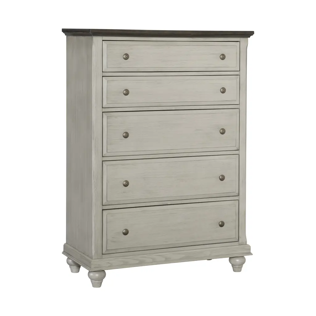 Timeless Light Gray Finish 1Pc Chest 5 Drawers Dark Brown Top Modern kanepe