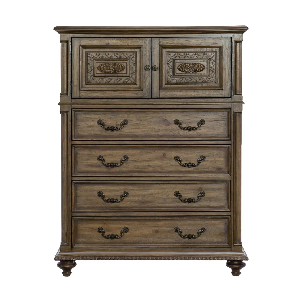 Traditional Vintage Style Chest Drawers Top Cabinet Shelf Metallic Finish kanepe