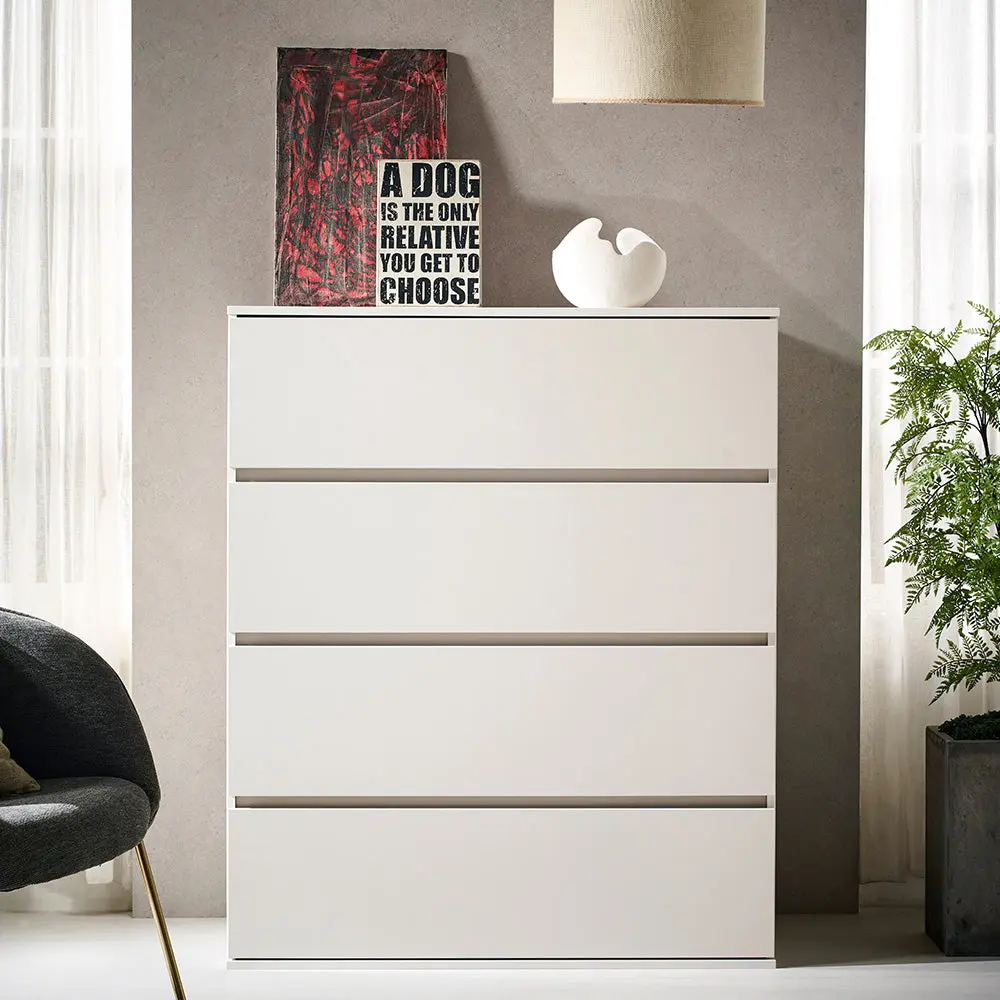 Liv Four Drawer Contemporary Wood Chest White MDF Melamine klair living
