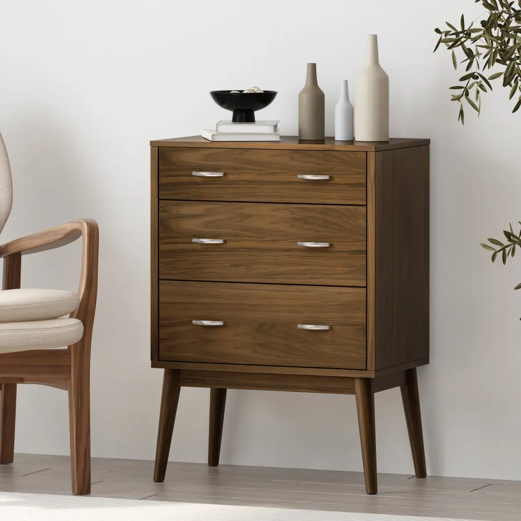 Disa 3 Drawer Chest Walnut Mdf Bedroom Storage Furniture nh-sunfay