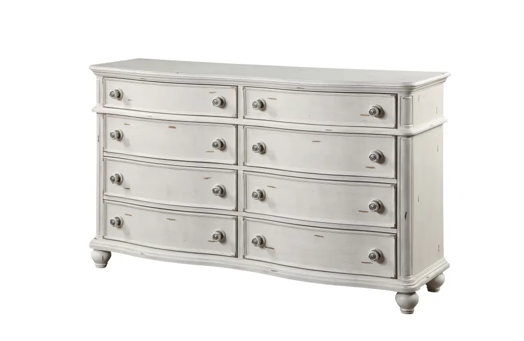 Jaqueline Dresser Antique White Finish MDF Bedroom Storage Furniture acme onsite store