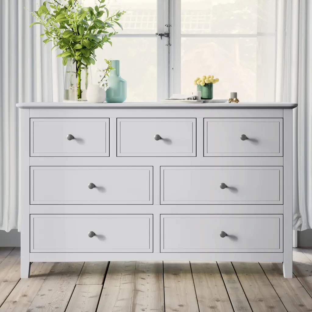 7 Drawers Solid Wood Dresser White Old Sku:Wf283151Aak White Solid bed best