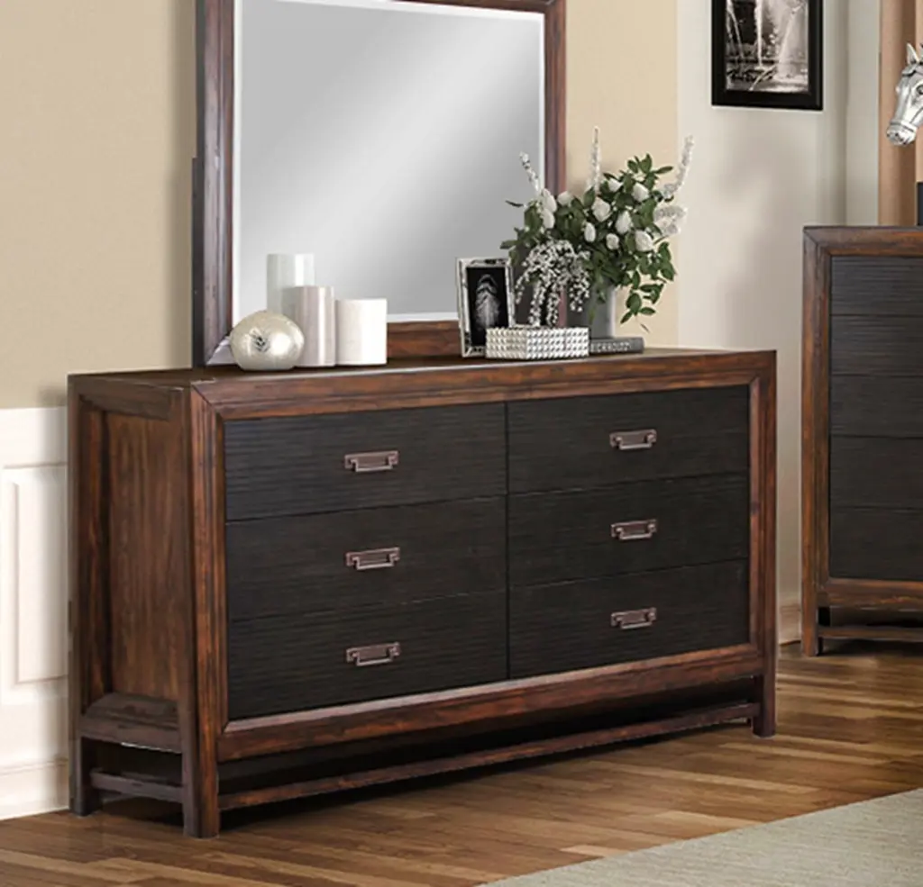 Branson 6 Drawer Dresser Two Tone Finish Brown No Assembly Required bridgevine home