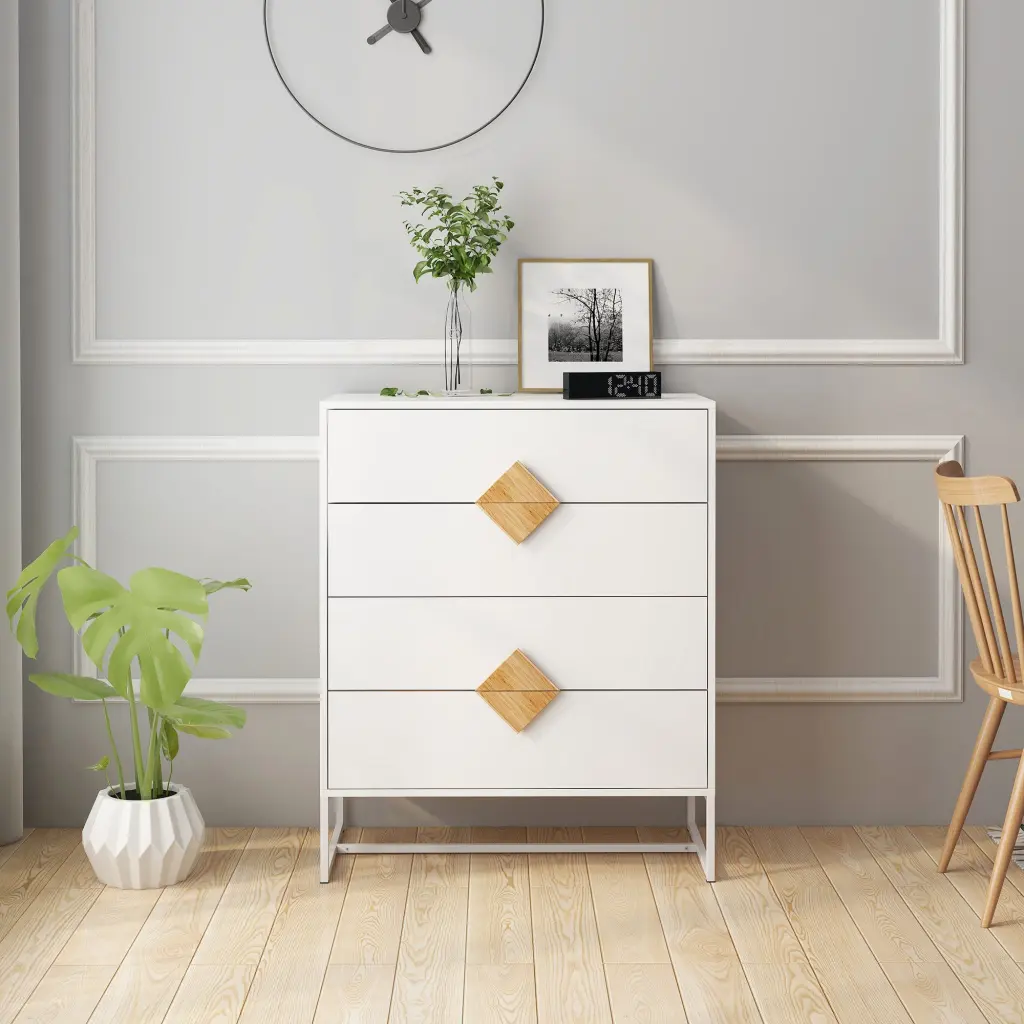 Solid Wood Special Influence Square Handle Design 4 Drawers Bedroom Furniture Dresser cl worthy houseware co.-ltd.