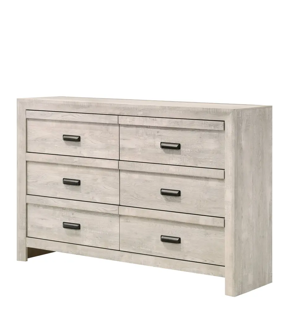 Valor Beige and White Wood Dresser - Bedroom Storage Furniture Multiple Drawers crown mark inc