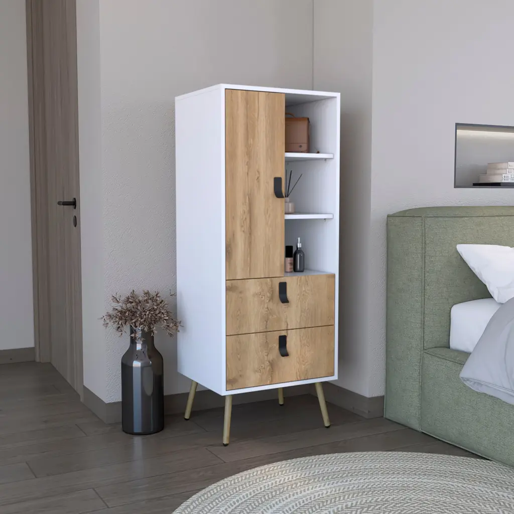 52 Inch Chic Bedroom Dresser 3 Open Shelves and 2 Drawers depot e-shop