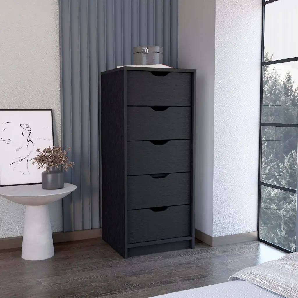 42 Inch Slim Storage Chest Drawers Black depot e-shop