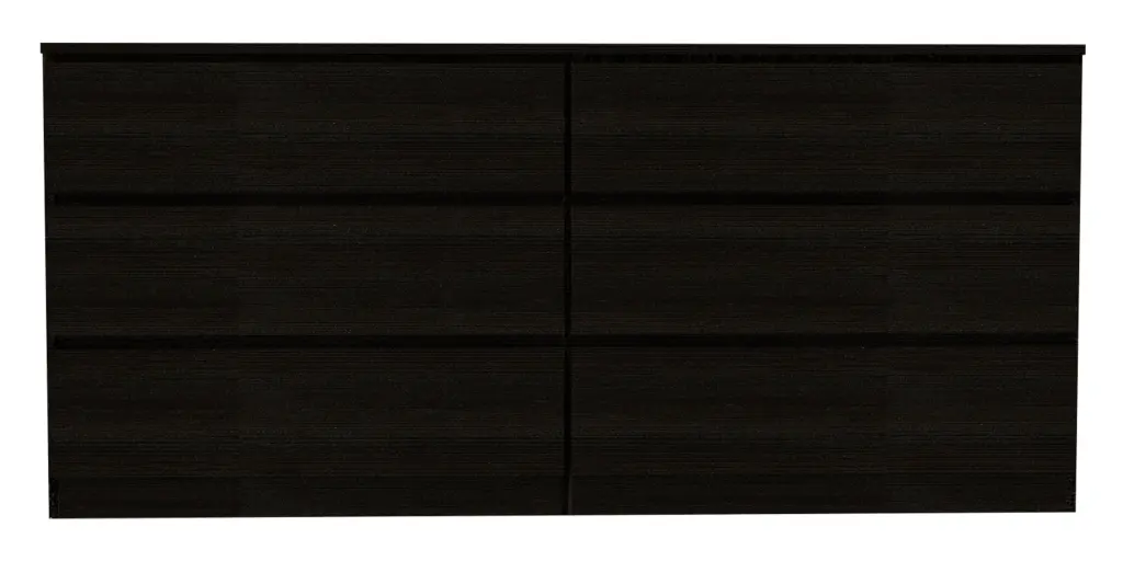 Waterville 6 Drawer Rectangle Dresser Black Wengue Finish Particle Board furniture max