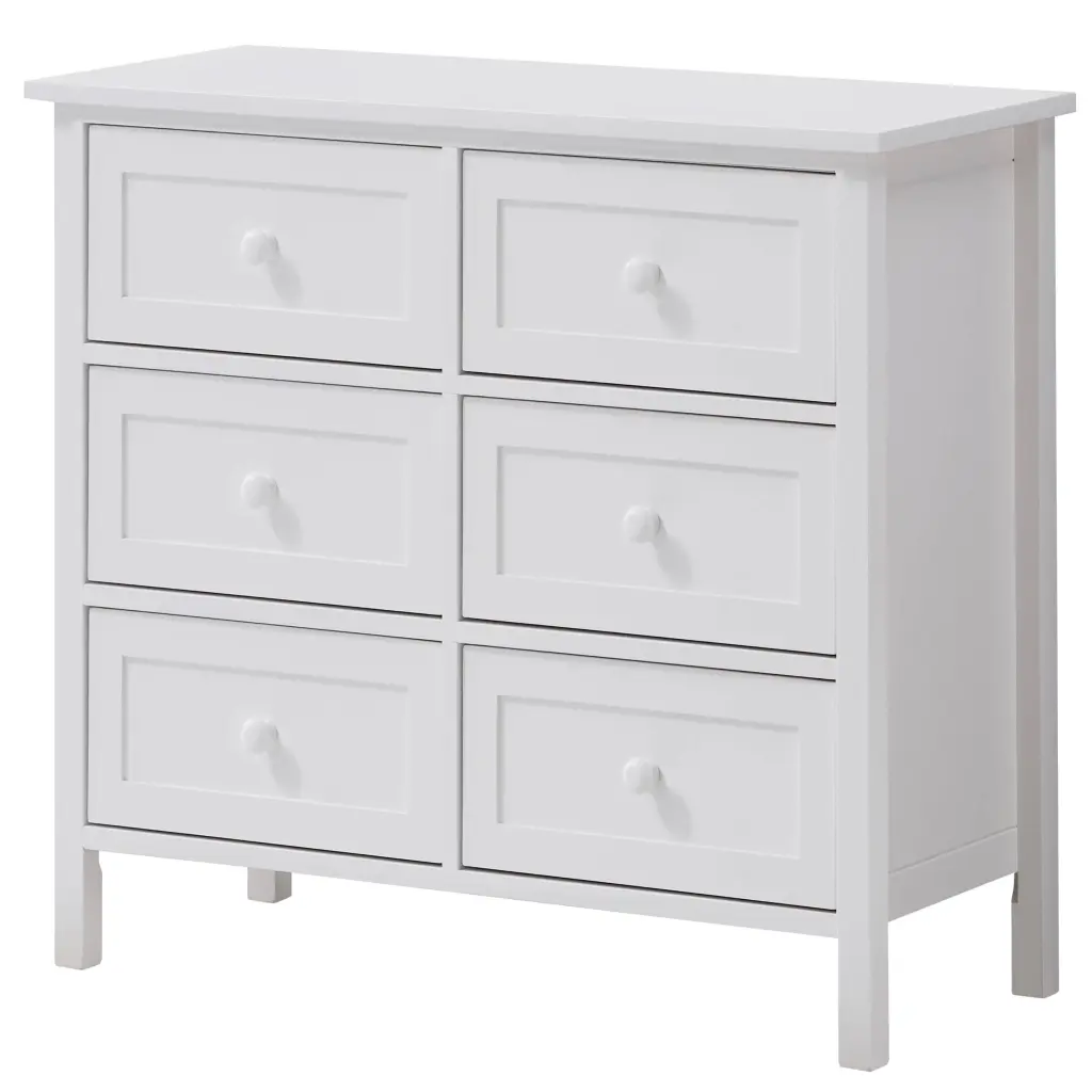 White 6 Drawer Dresser Wooden Bedroom Storage Furniture furniture max