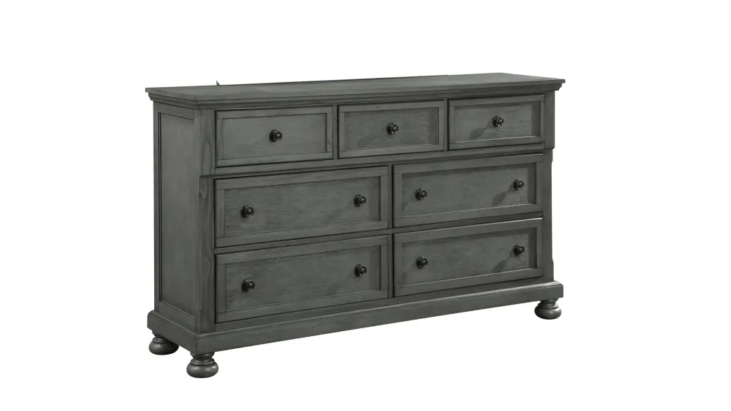 Jackson Modern Style 7 Drawer Gown Dresser Made Wood & Rustic Gray Finish galaxy home furnishings
