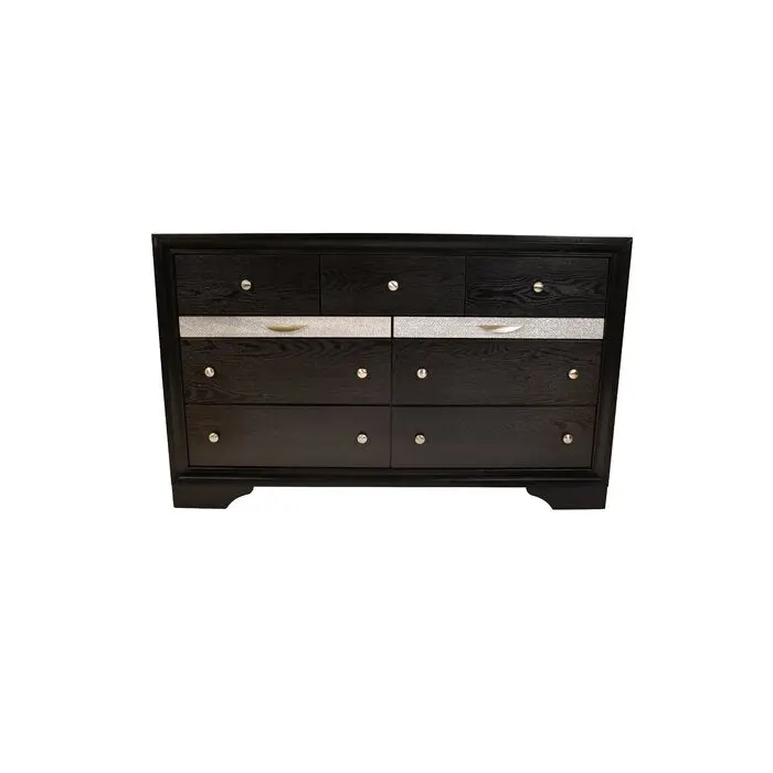 Matrix Traditional Style 7 Drawer Dresser Made Wood Black galaxy home furnishings